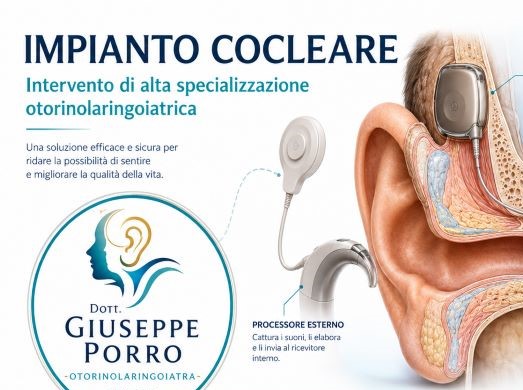 immagine intervento impianto cocleare con logo Dott. Giuseppe Porro